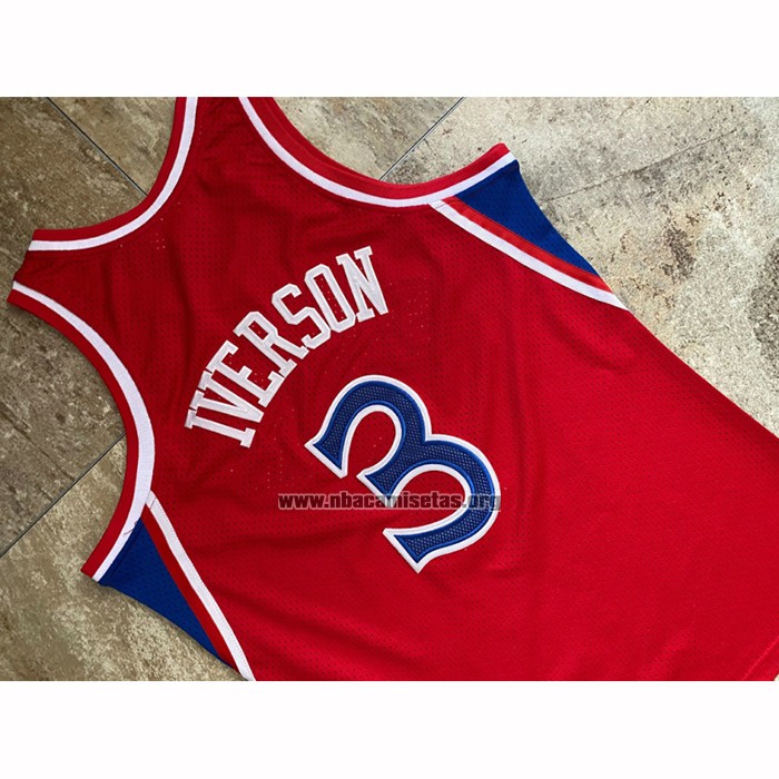 Camiseta Philadelphia 76ers Allen Iverson NO 3 Mitchell & Ness 1996-97 Rojo